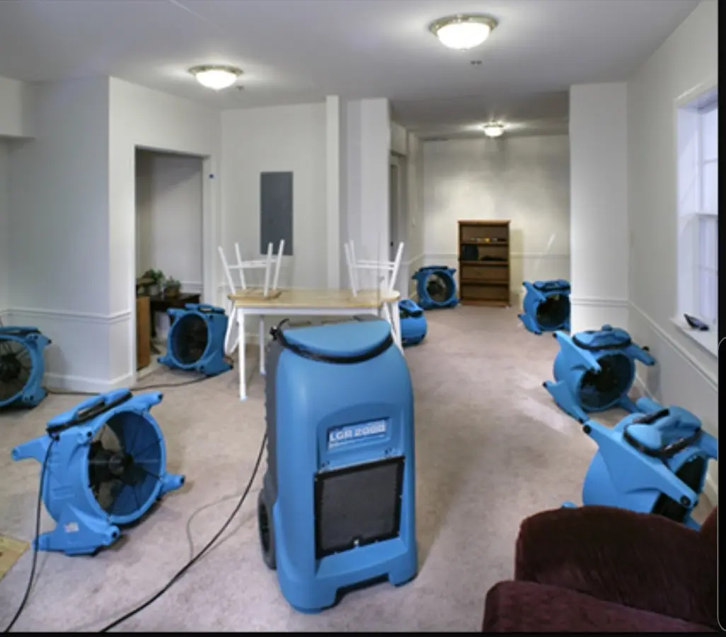 Air movers and dehumidifier setup for Water Extraction & Removal in Beaver Falls